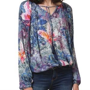 Desigual Floral Blouse Puff Long Sleeves New Large